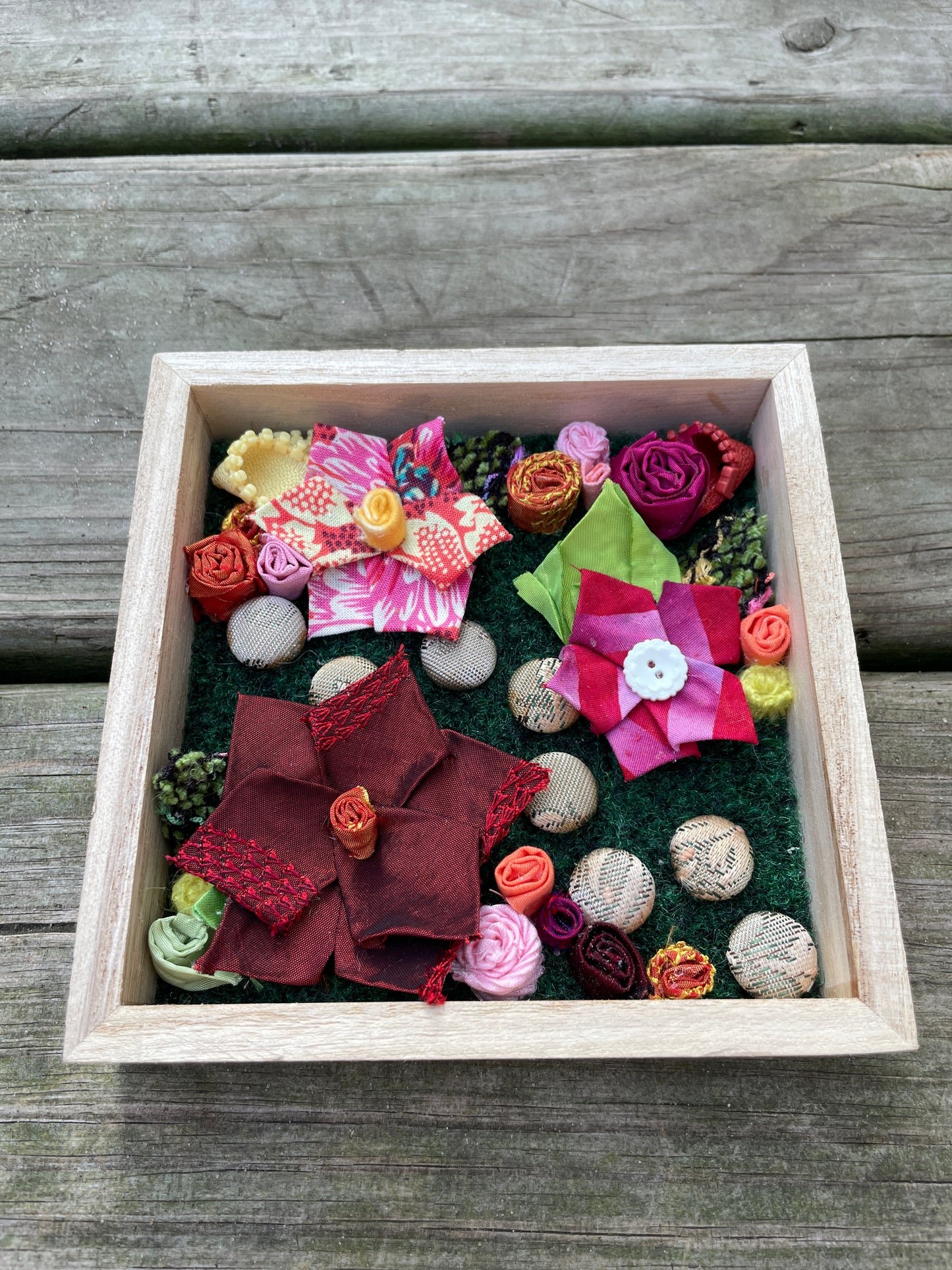Flower Garden in Wood Frame