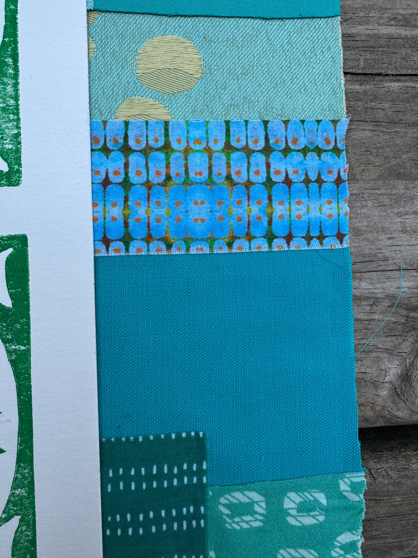 11x17 linocut print & fabric collage