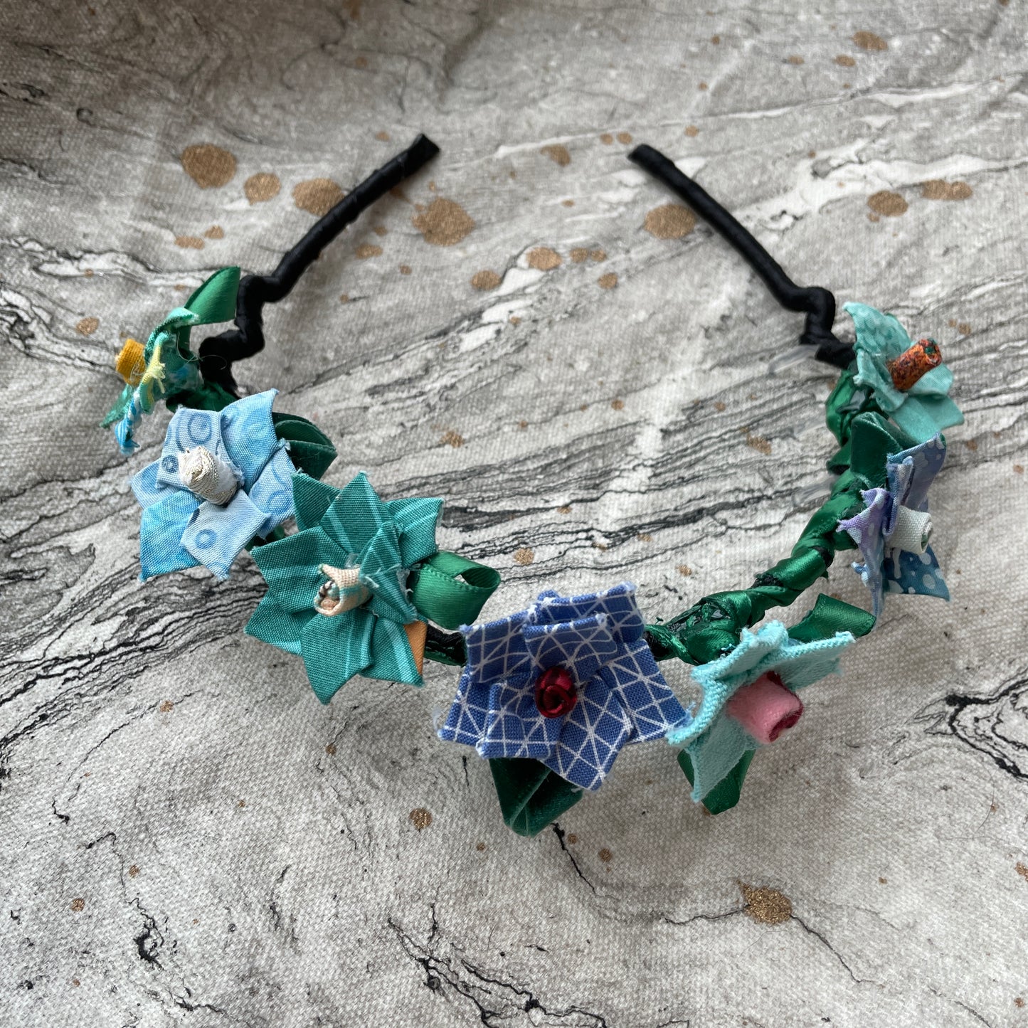 Floral Headband - Blue center