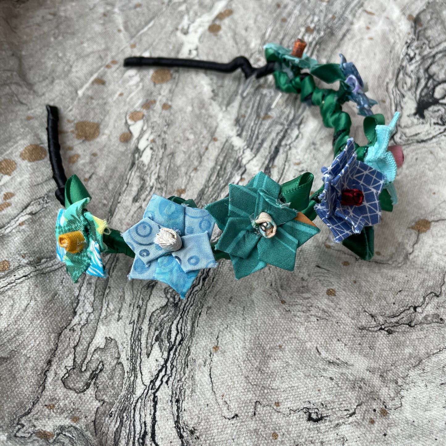 Floral Headband - Blue center
