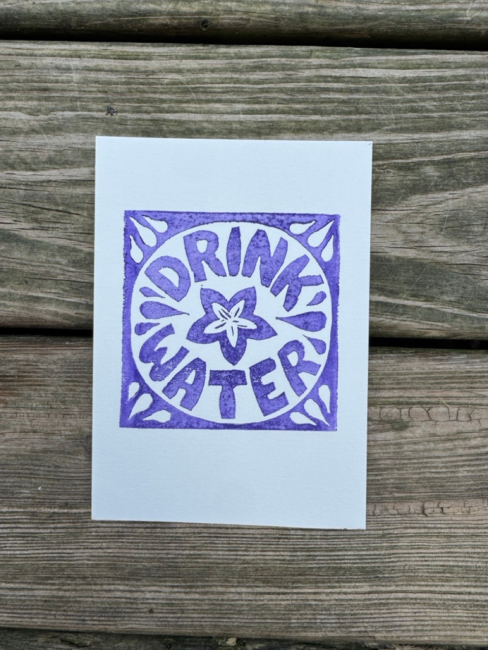 “Drink Water” Square Block Print (5x7)
