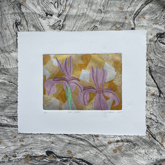 Etching Print - "Iris Window" Painted