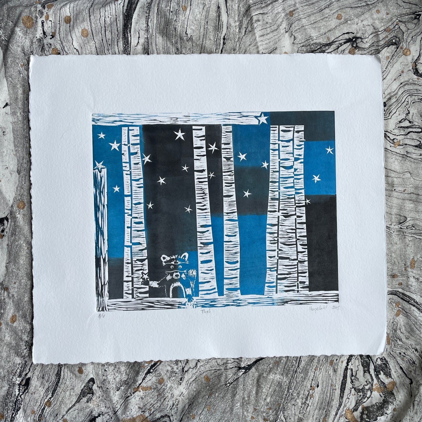 Woodcut Print - "Thief" (Color)
