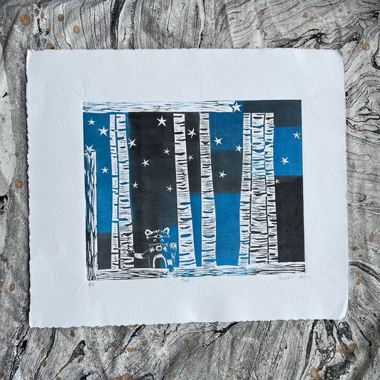 Woodcut Print - "Thief" (Color)