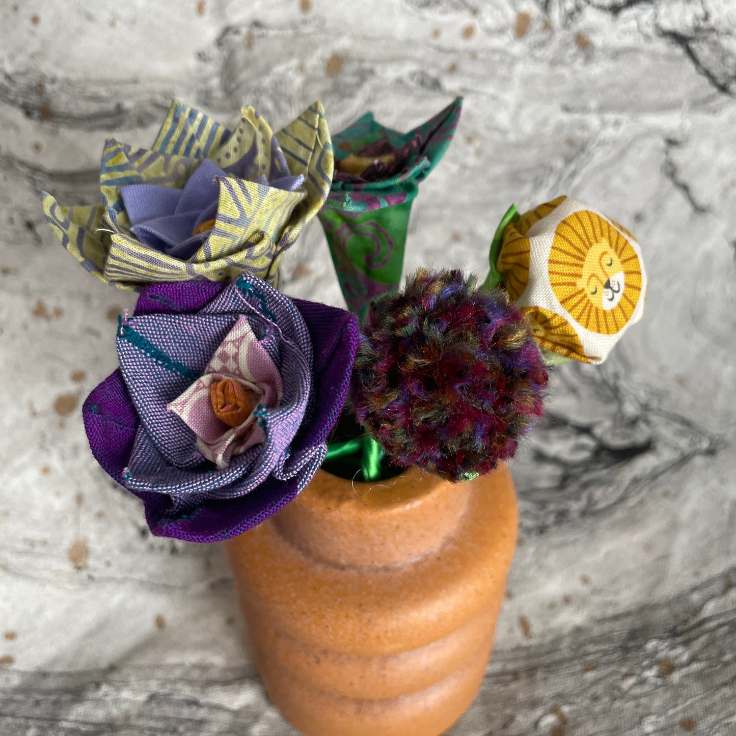 Bouquet in Ceramic Vase - Purple & Green
