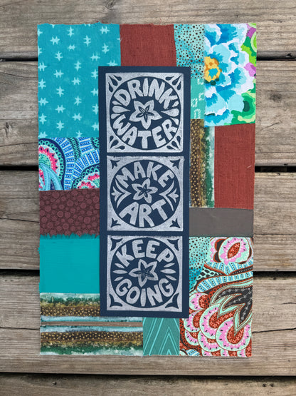 11x17 linocut print & fabric collage