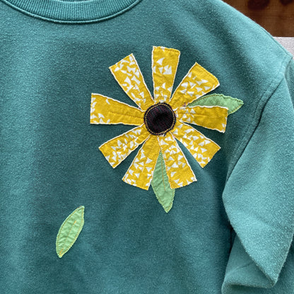 Green Sweatshirt with Floral Appliqué (size x-small)