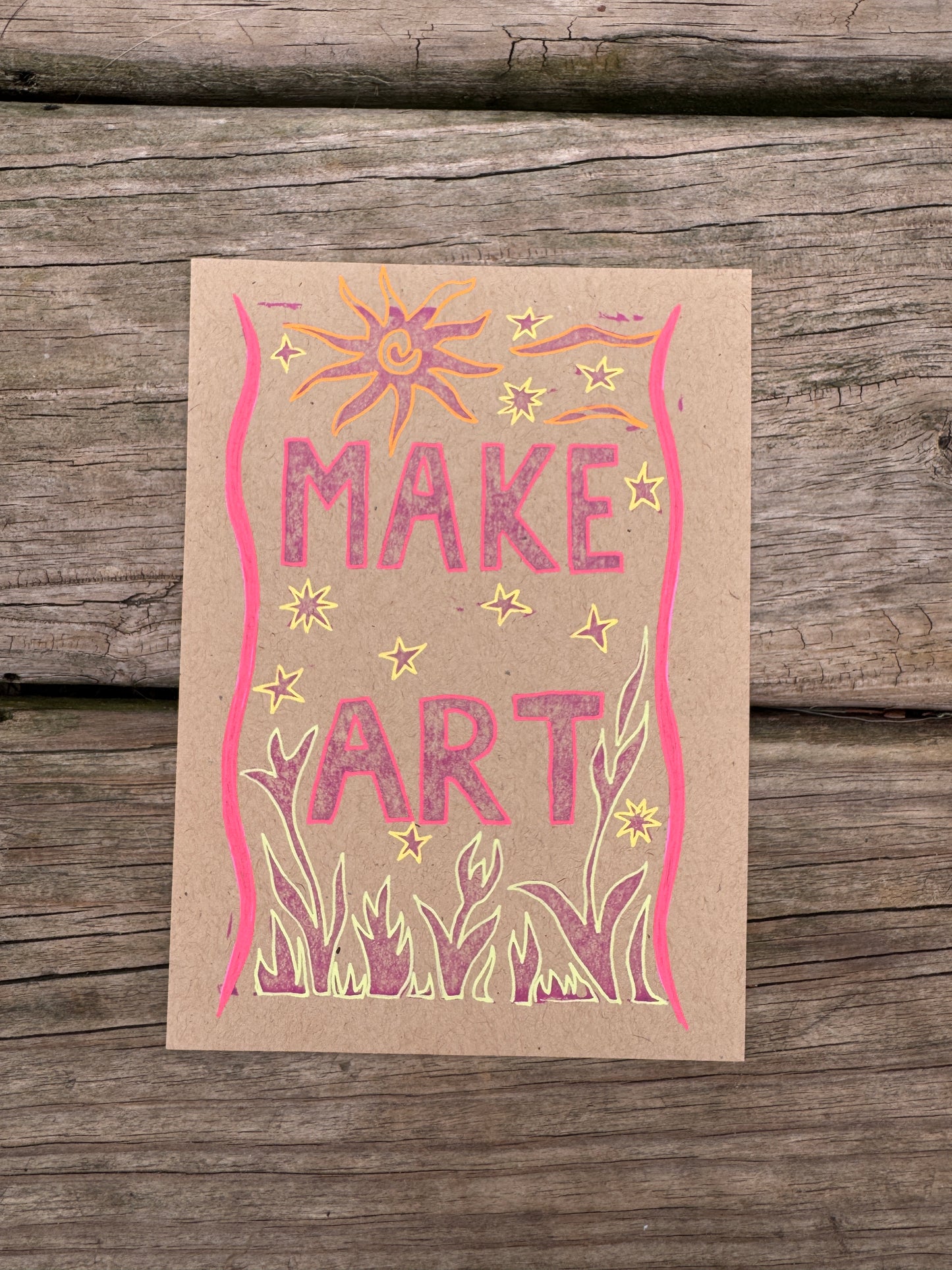 “Make Art” Block Print 5x7