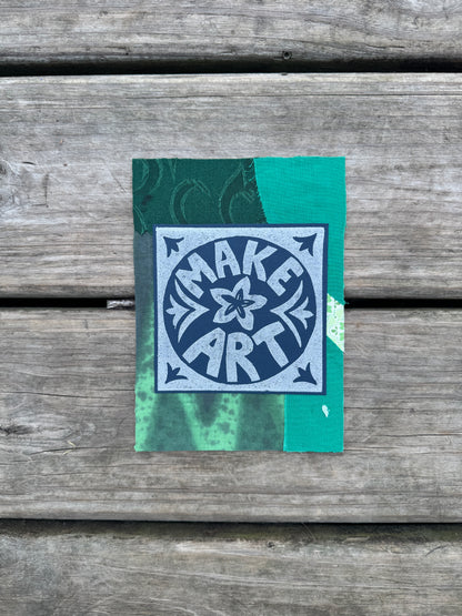 5x7 linocut print & fabric collage