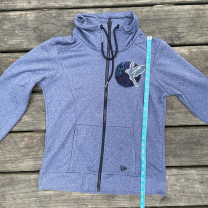 Blue Hoodie with Bird Appliqué (size small)