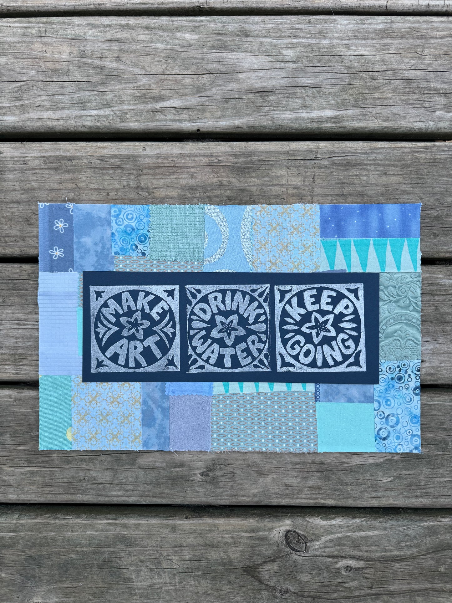 11x17 linocut print & fabric collage