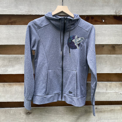 Blue Hoodie with Bird Appliqué (size small)