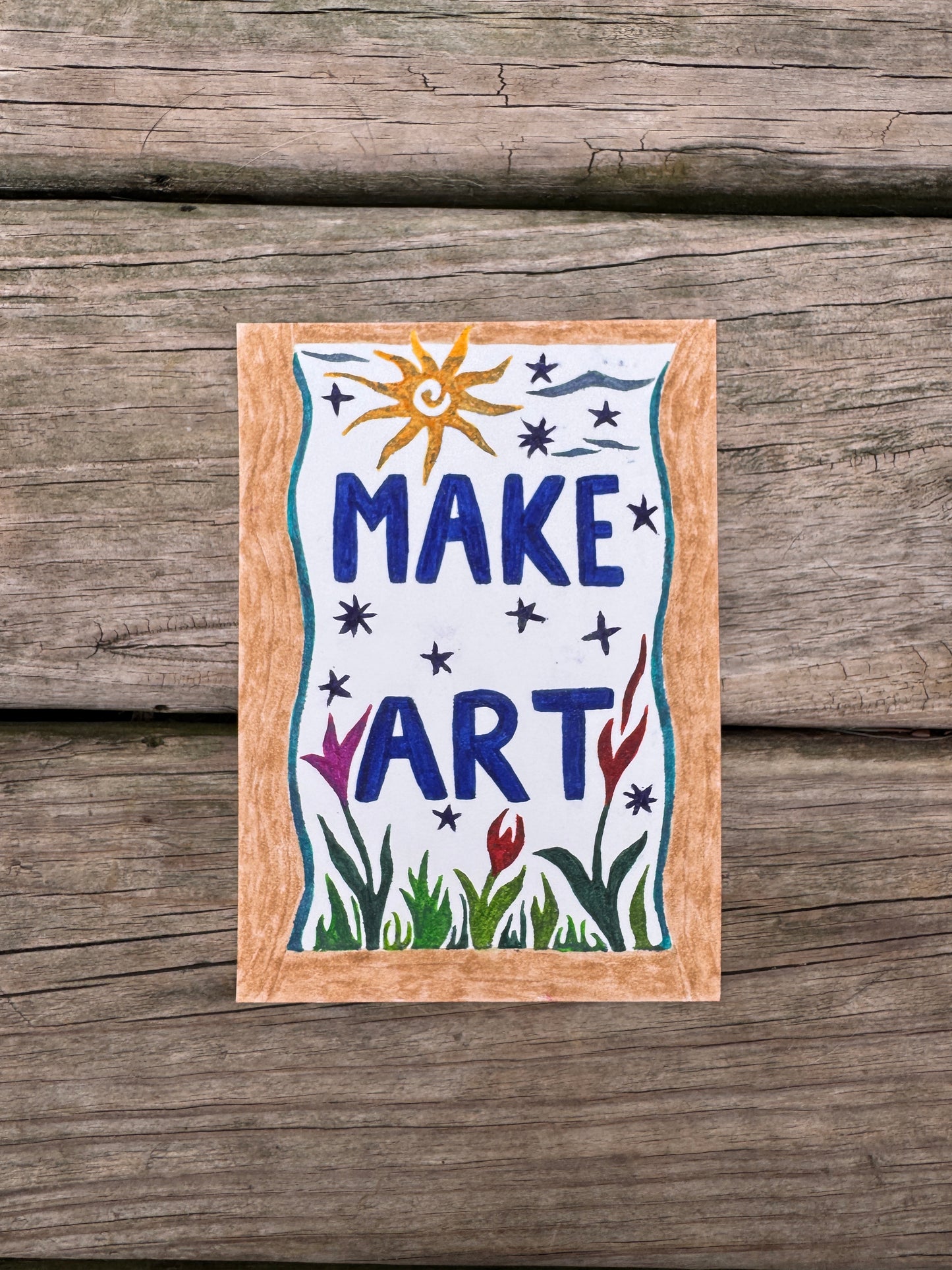 “Make Art” Block Print 5x7
