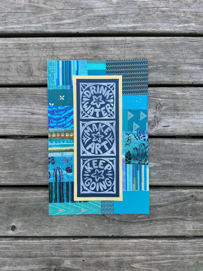 11x17 linocut print & fabric collage