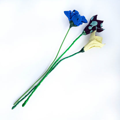 Flower Trio - Blue Zipper