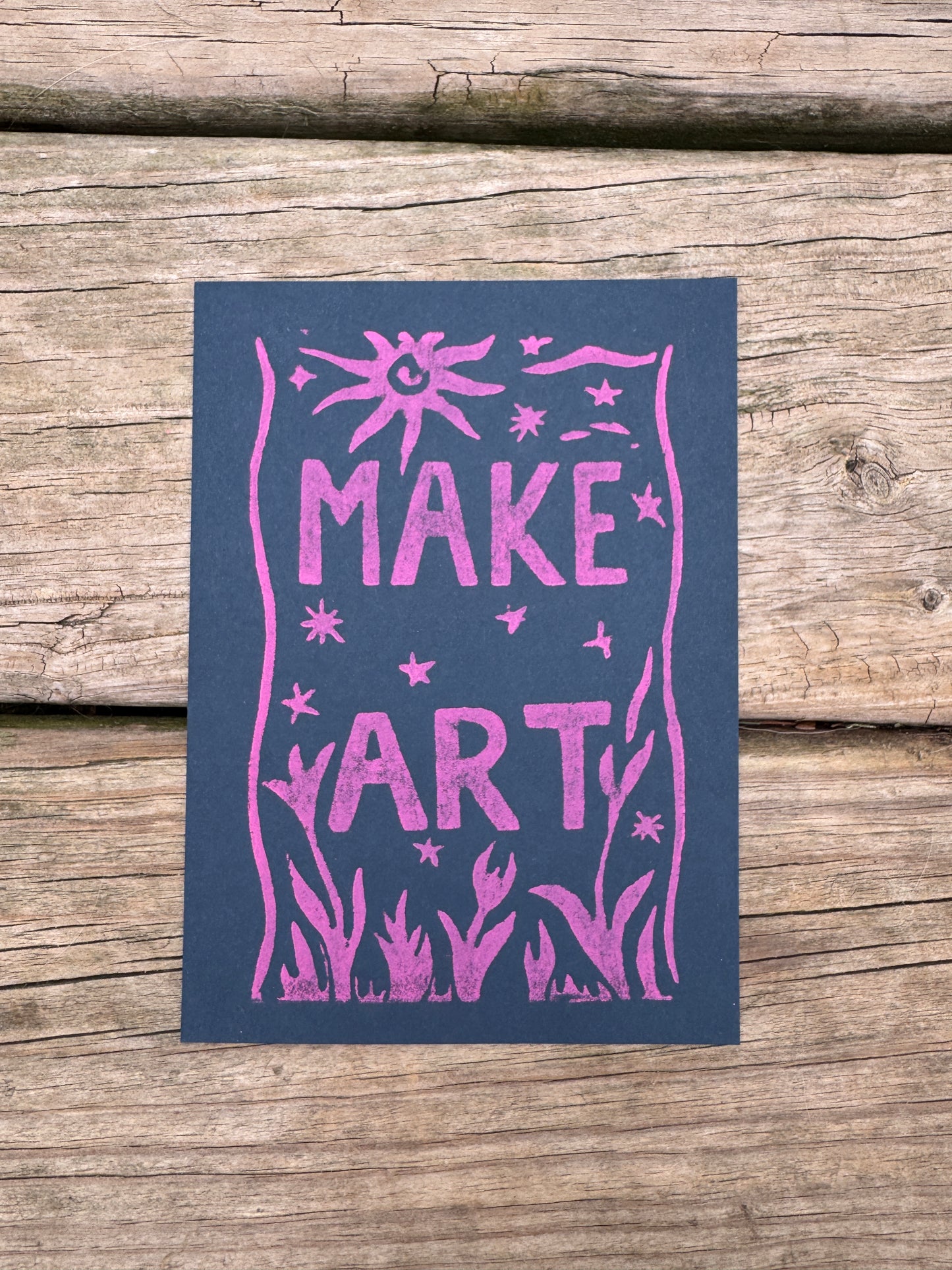 “Make Art” Block Print 5x7