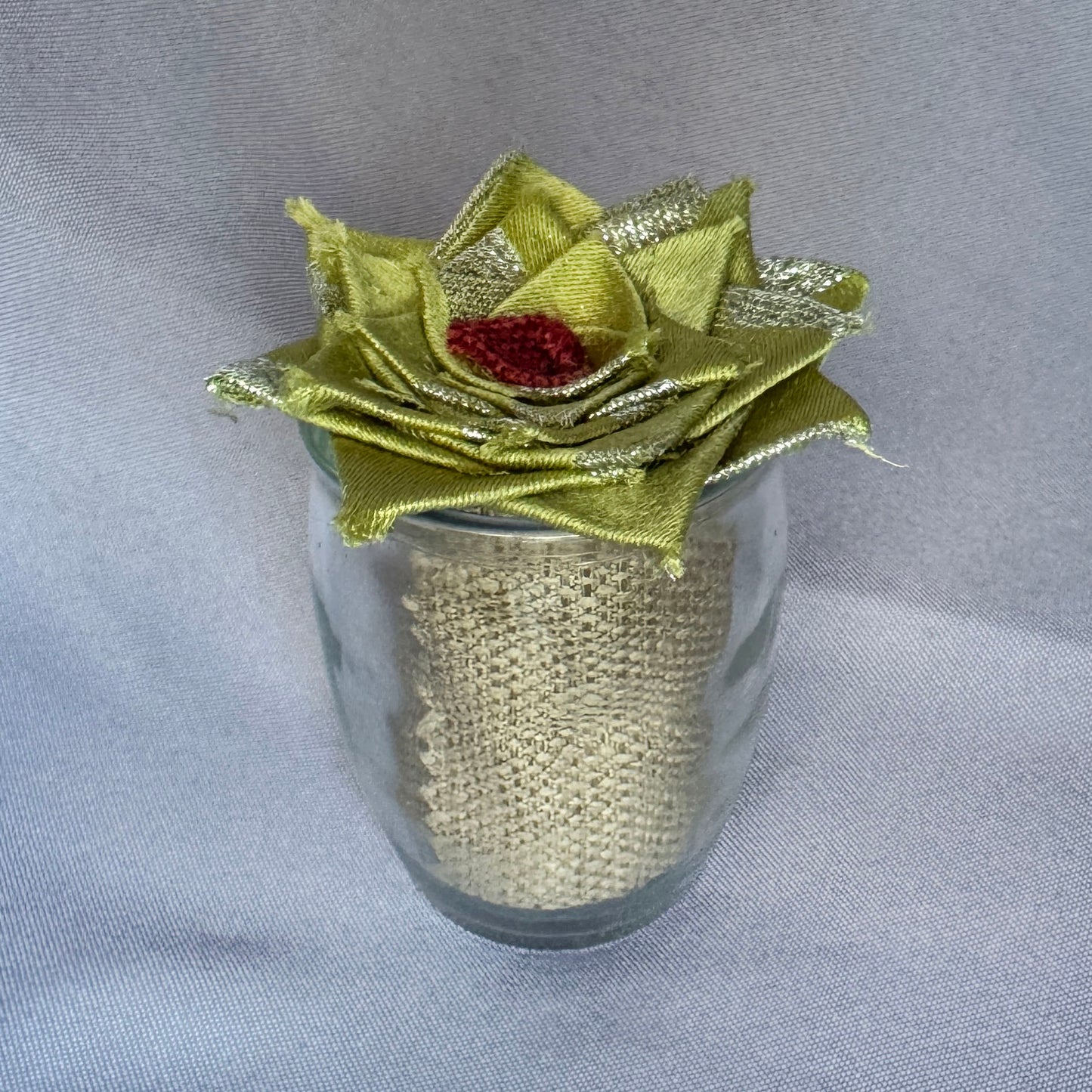 Green & Silver  Plant - Glass Pot