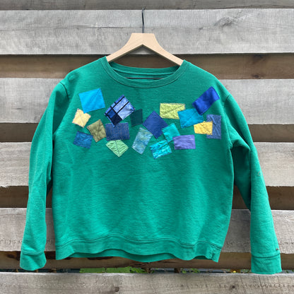 Green Sweatshirt with Abstract Appliqué (size L)