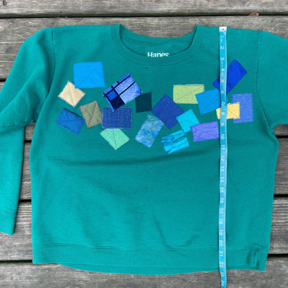 Green Sweatshirt with Abstract Appliqué (size L)