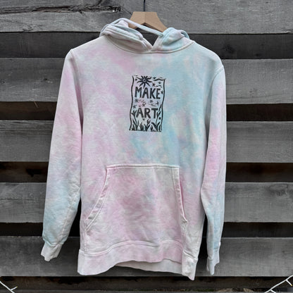 Tie Dye Sweatshirt with "Make Art" print (size s)