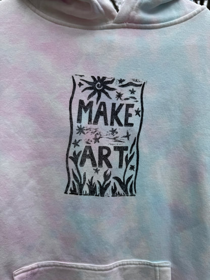 Tie Dye Sweatshirt with "Make Art" print (size s)