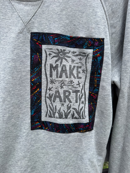 Grey Sweatshirt with "Make Art" print (size l)