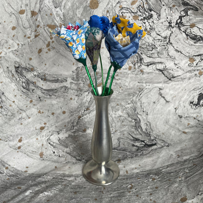 Bouquet & Silver Vase - Blues