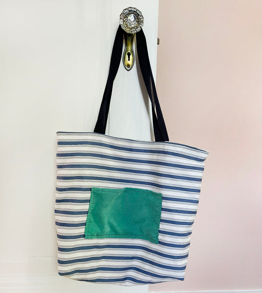Tote Bag - Blue Stripes (14"w x 11"h)