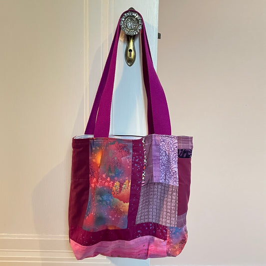 Tote Bag - Purple w/ Magenta Handles (13"w x 12"h)