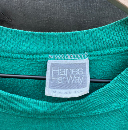 Green Sweatshirt with Abstract Appliqué (size M)