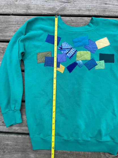 Green Sweatshirt with Abstract Appliqué (size M)
