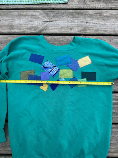 Green Sweatshirt with Abstract Appliqué (size M)