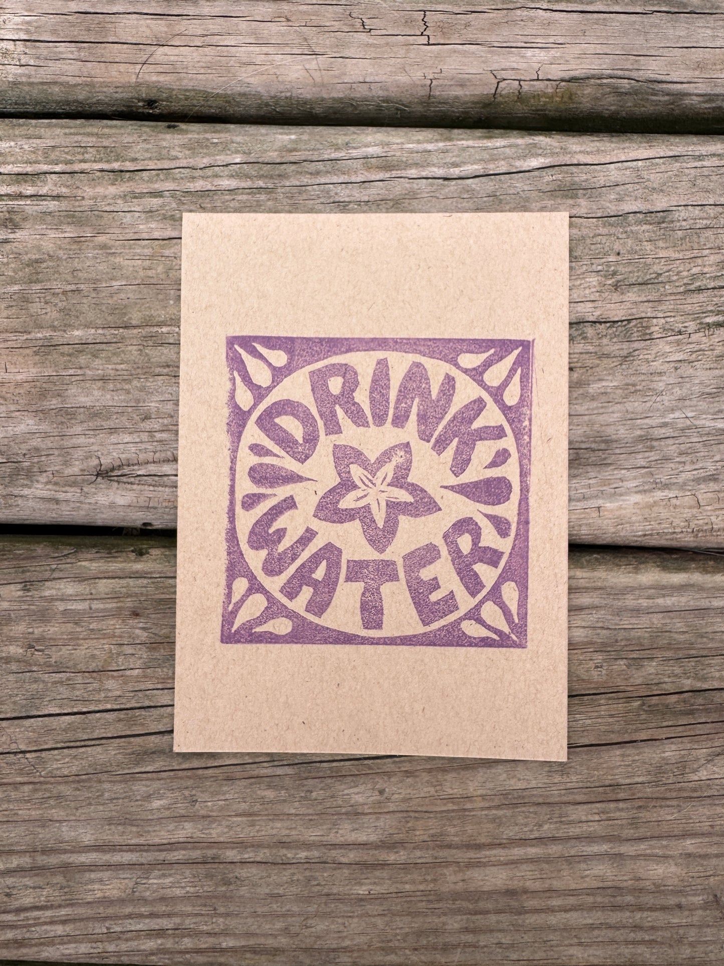 “Drink Water” Square Block Print (5x7)