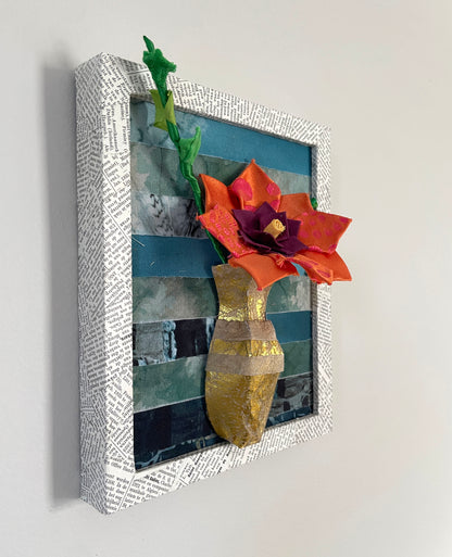 Framed Vase - Orange Flower