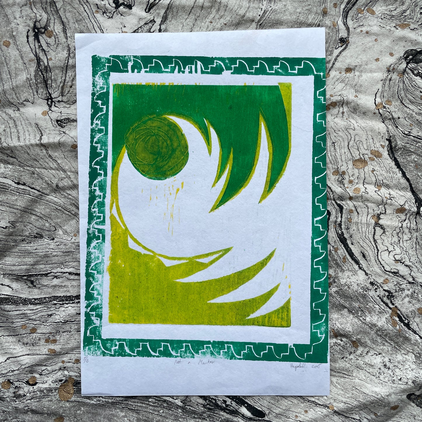 Woodcut Print - "Not A Mountain" (Green)