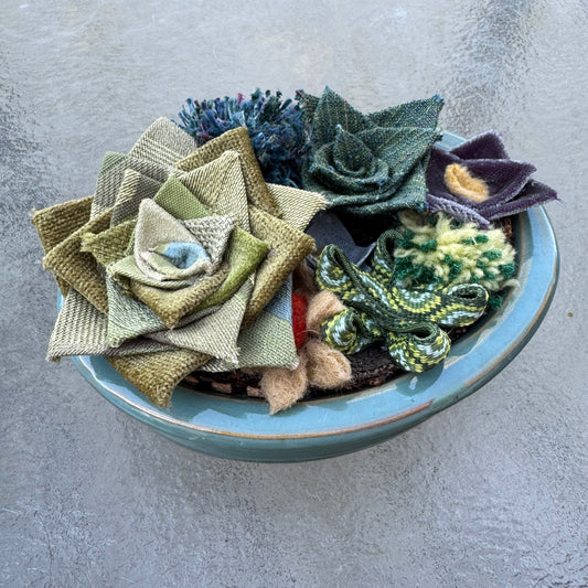 Fabric Garden - Blue Oval Pot