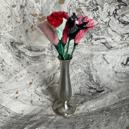 Bouquet & Silver Vase - Pinks