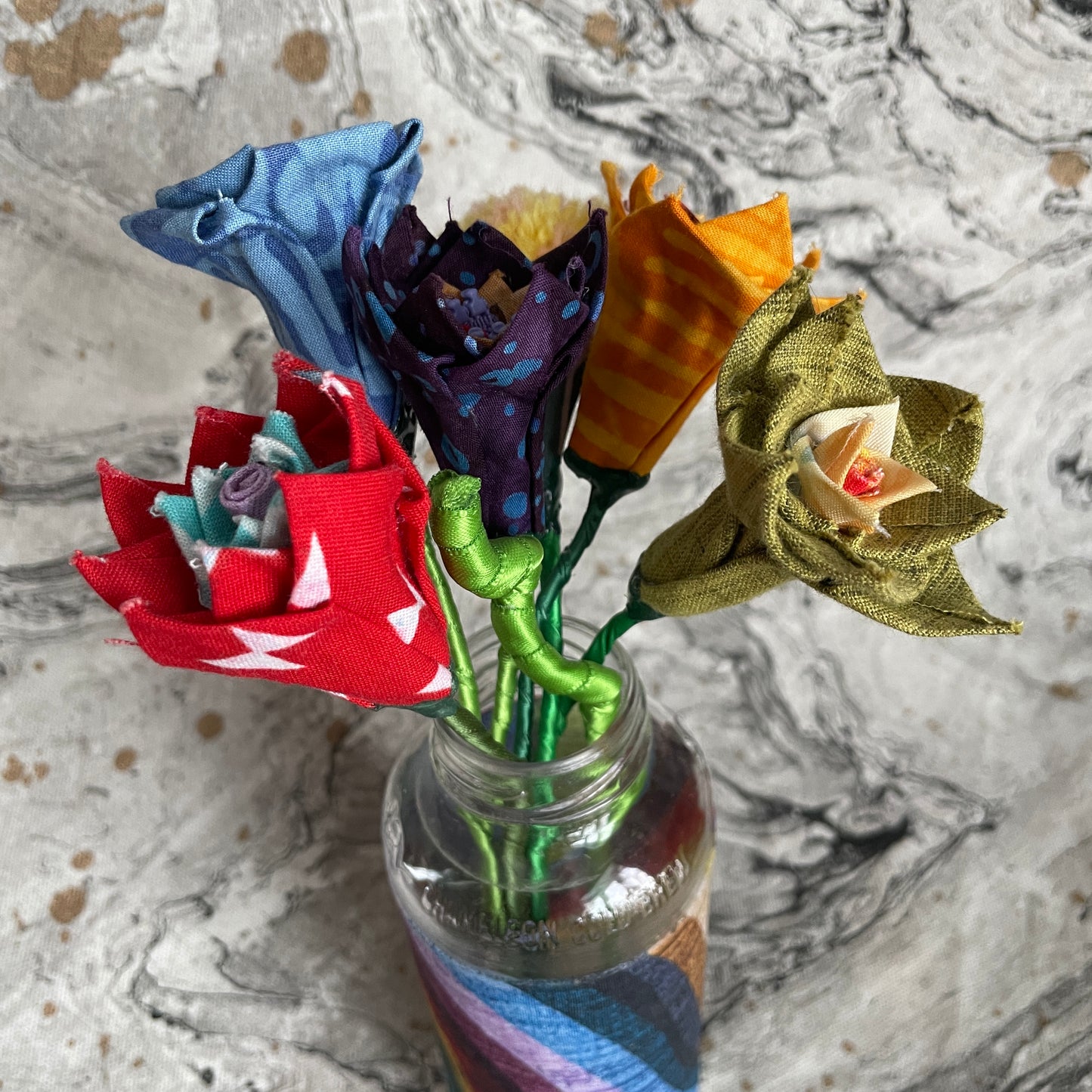 Bouquet in Glass Bottle - Rainbow