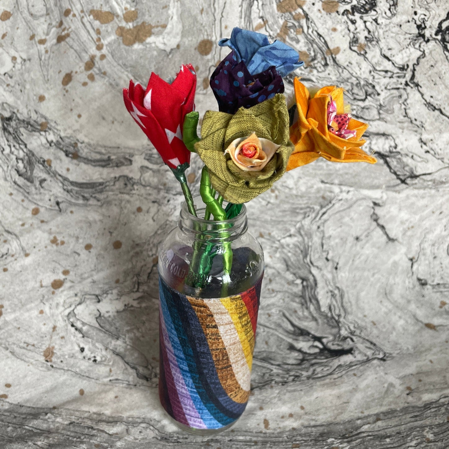 Bouquet in Glass Bottle - Rainbow