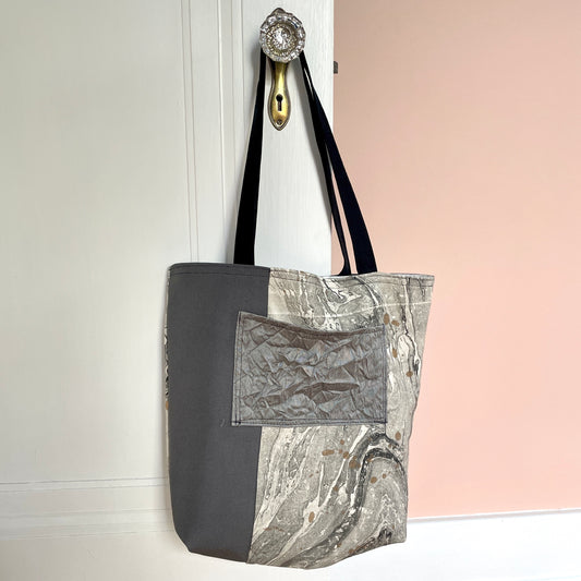 Tote Bag - Marble Grey (15"w x 14"h)