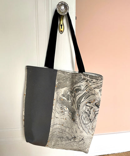 Tote Bag - Marble Grey (15"w x 14"h)